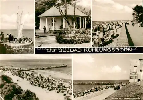 AK / Ansichtskarte  Kuehlungsborn_Ostseebad Am Bootsanlegesteg Lesehalle im Konzertgarten Strandpartien Strandpromenade Kuehlungsborn_Ostseebad