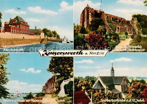 AK / Ansichtskarte  Kaiserswerth_Rhein Rheinansicht Ruine der Kaiserpfalz Suitbertuskirche 