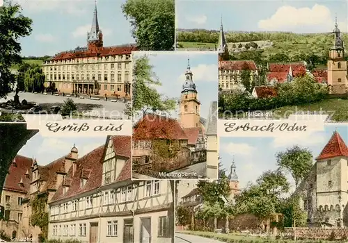 AK / Ansichtskarte 73867338 Erbach_Odenwald Schloss Teilansicht Muemlingpartie Schlosshof Stadtmauer Erbach Odenwald