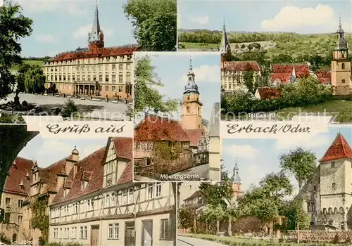 AK / Ansichtskarte  Erbach_Odenwald Schloss Teilansicht Muemlingpartie Schlosshof Stadtmauer Erbach Odenwald