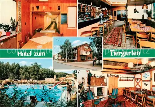 AK / Ansichtskarte 73867347 Velen Hotel zum Tiergarten Rsstaurant Café Kegelbahn Freibad Velen