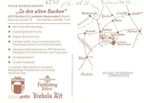 AK / Ansichtskarte  Wessendorf_Lembeck Haus Nordendorf Zu den alten Buchen Restaurant Werbung Rose-Brauerei 