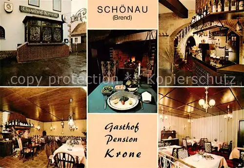AK / Ansichtskarte 73867370 Schoenau_Brend Gasthof Pension Krone Restaurant Kaminzimmer Schoenau Brend