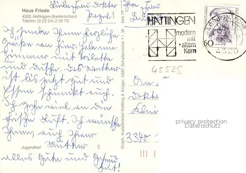 AK / Ansichtskarte  Bredenscheid_Hattingen Haus Friede Jugendhof Bredenscheid Hattingen