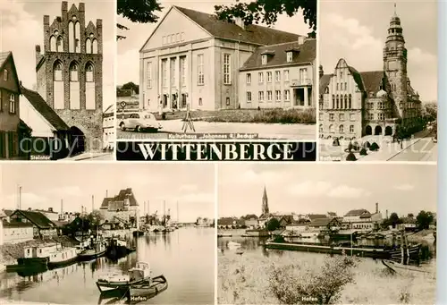 AK / Ansichtskarte  Wittenbergen_Elbe Steintor Kulturhaus Johannes R Becher Rathaus Hafenpartien Wittenbergen Elbe