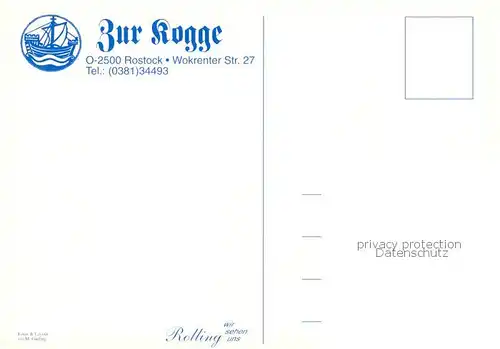 AK / Ansichtskarte  Rostock Gasthof Zur Kogge Gaststube  