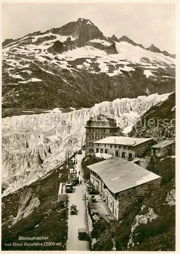 AK / Ansichtskarte  Rhonegletscher_Glacier_du_Rhone_VS mit Hotel Belvedere 