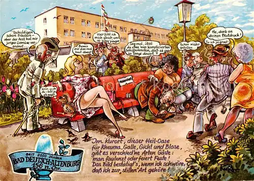 AK / Ansichtskarte  Bad_Deutsch-Altenburg In den Kuranlagen Karikatur Bad_Deutsch-Altenburg