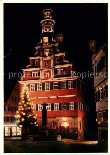 AK / Ansichtskarte  Esslingen__Neckar Altes Rathaus bei Nacht 