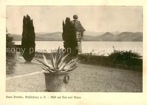 AK / Ansichtskarte 73867712 Wasserburg_Bodensee Haus Primbs Seepartie mit Alpenblick Wasserburg Bodensee