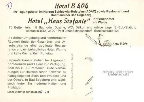 AK / Ansichtskarte 73867737 Schackendorf_Bad_Segeberg Hotel Haus Stefanie Tagungshotel Restaurant
 Schackendorf_Bad_Segeberg