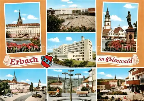 AK / Ansichtskarte 73867774 Erbach_Odenwald Schloss Schule Rathaus Denkmal Graf Franz I Stadtplatz Erbach Odenwald