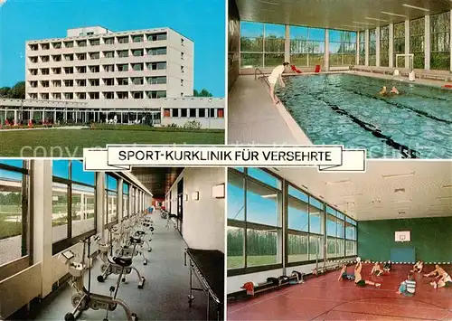 AK / Ansichtskarte 73867848 Moitzfeld_Bensberg Sport Kurklinik fuer Versehrte Hallenbad Fitnessraum 