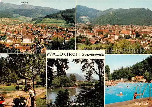 AK / Ansichtskarte  Waldkirch_Breisgau Kandel Panorama Minigolf Stadtrainsee Strandbad Waldkirch Breisgau