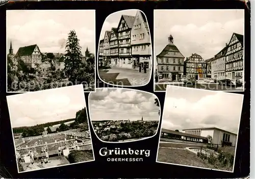 AK / Ansichtskarte 73867876 Gruenberg__Hessen Ortsansichten Panorama Schwimmbad 