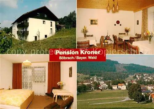 AK / Ansichtskarte 73867897 Boebrach_Bayern Pension Kroner Gastraum Fremdenzimmer Ortsansicht 