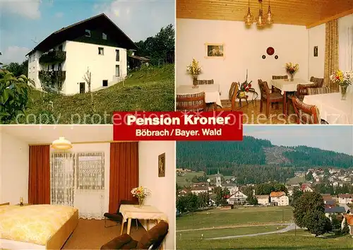 AK / Ansichtskarte  Boebrach_Bayern Pension Kroner Gastraum Fremdenzimmer Ortsansicht 