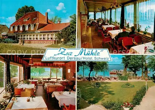 AK / Ansichtskarte 73867919 Dersau Hotel Pension zur Muehle Gastraum Park Uferpromenade am Ploener See Dersau