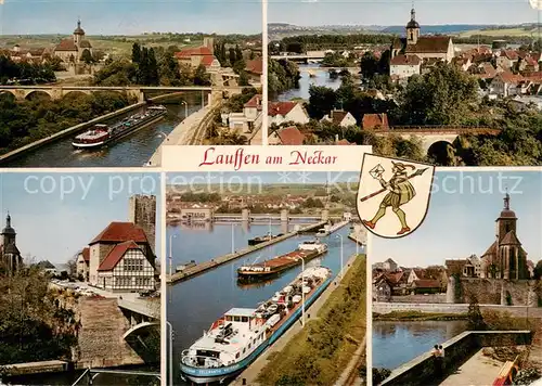 AK / Ansichtskarte  Lauffen_Neckar Neckarpartien Panorama Kirche Lauffen Neckar