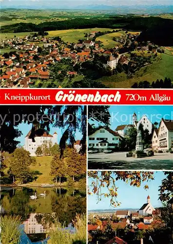 AK / Ansichtskarte  Groenenbach_Bad Fliegeraufnahme Schloss Teich Marktplatz Kirche Groenenbach_Bad