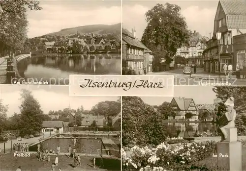 AK / Ansichtskarte  Ilsenburg_Harz Am Forellenteich Thaelmannstrasse Freibad Im Park Ilsenburg Harz