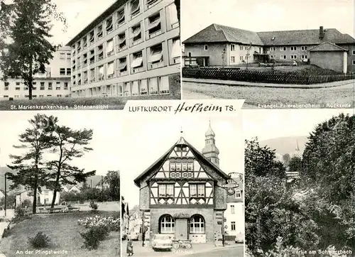 AK / Ansichtskarte 73868040 Hofheim_Taunus St Marienkrankenhaus Seitenansicht Ev Feierabendheim Pfingstweide Rathaus Partie am Schwarzenbach Hofheim Taunus