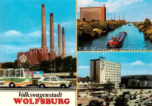 AK / Ansichtskarte 73868081 Wolfsburg VW Werk Kanal Frachter Verwaltungsgebaeude Wolfsburg
