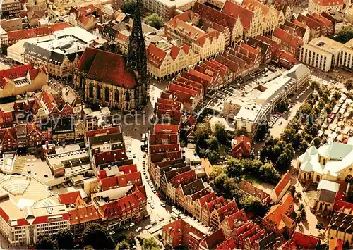 AK / Ansichtskarte  Muenster__Westfalen Stadtzentrum St. Lambertikirche und Prinzipalmarkt 