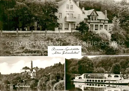 AK / Ansichtskarte  Naumburg__Saale Konsum-Gaststaette Alter Felsenkeller Die Schoenburg Fahrgastschiff 