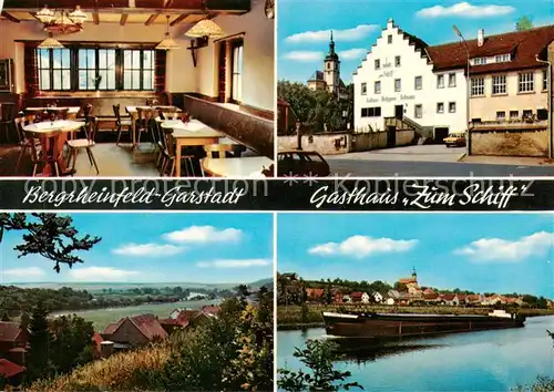 AK / Ansichtskarte 73868160 Garstadt Gasthaus zum Schiff Partie am Main Frachtkahn Binnenschiffahrt Landschaftspanorama Garstadt