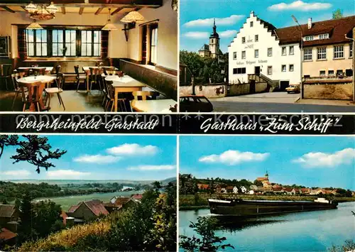 AK / Ansichtskarte  Garstadt Gasthaus zum Schiff Partie am Main Frachtkahn Binnenschiffahrt Landschaftspanorama Garstadt