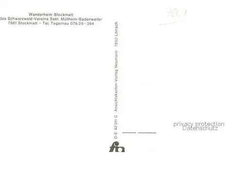 AK / Ansichtskarte  Stockmatt_Wies Panorama Blick zum Feldberg Schwarzwald Wanderheim des Schwarzwald-Vereins Sektion Muellheim-Badenweiler 