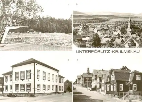 AK / Ansichtskarte  Unterpoerlitz_Ilmenau Stadtpanorama Schwimmbad Konsum-Gaststaette zur Sonne Ernst-Thaelmann-Strasse 