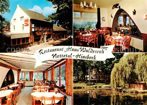 AK / Ansichtskarte 73868185 Hinsbeck Restaurant Haus Waldesruh Gastraum Parkanlagen Teich Hinsbeck