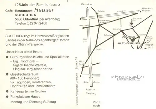 AK / Ansichtskarte  Scheuren_Odenthal Café Restaurant Heuser Gartenterrasse Scheuren Odenthal