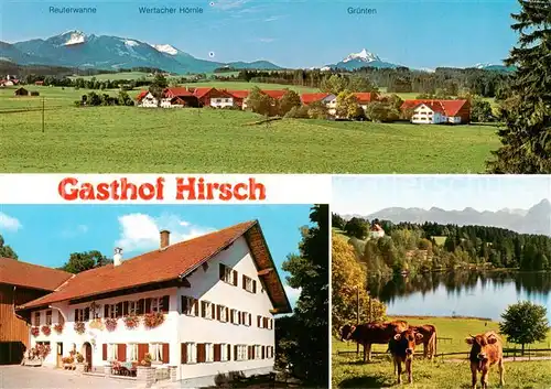 AK / Ansichtskarte 73868217 Rueckholz Gasthof Hirsch Viehweide Kuehe See Panorama Alpenblick Rueckholz