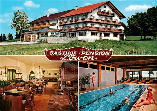 AK / Ansichtskarte  Lachen_Nesselwang Gasthof Pension Loewen Restaurant Hallenbad Lachen Nesselwang