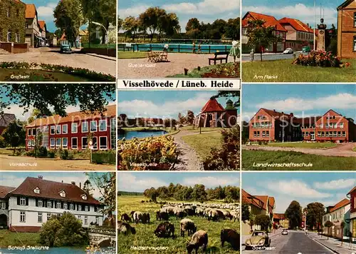 AK / Ansichtskarte 73868240 Visselhoevede Grossestr Quellenbad Am Markt Volksschule Visselquelle Landwirtschaftsschule Schloss Stellichte Heidschnucken Goethestr Visselhoevede