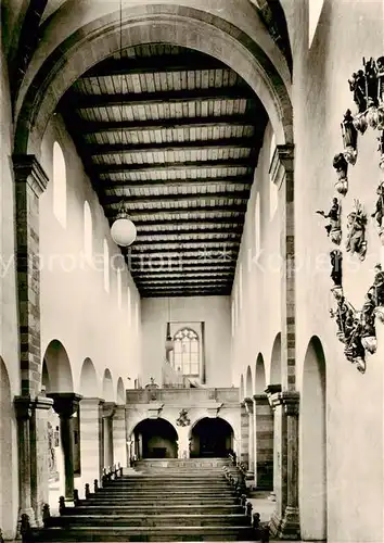 AK / Ansichtskarte  Wuerzburg_Bayern Pfarrkirche St Burkard Blick von der Vierung auf Romanisches Langhaus  