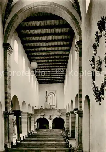 AK / Ansichtskarte  Wuerzburg_Bayern Pfarrkirche St Burkard Blick von der Vierung auf Romanisches Langhaus  