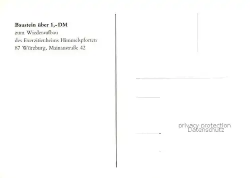 AK / Ansichtskarte  Wuerzburg_Bayern Exerzitienhaus Himmelspforten 