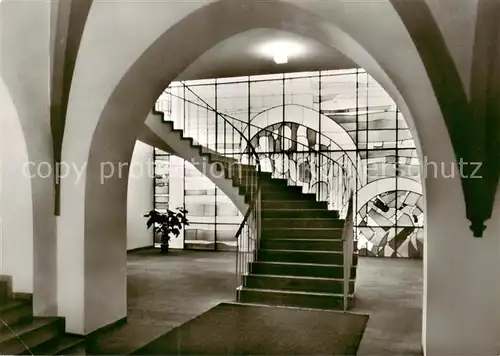AK / Ansichtskarte 73868260 Wuerzburg_Bayern Exerzitienhaus Himmelspforten Treppenaufgang mit Glasfenster 