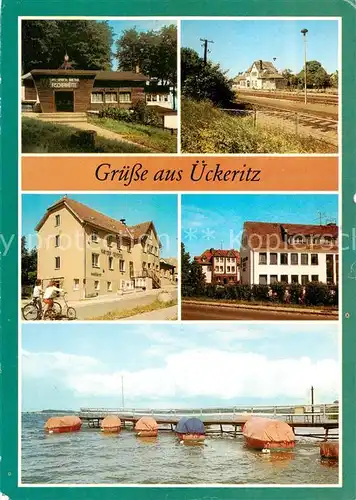 AK / Ansichtskarte 73868270 ueckeritz_Ueckeritz_Usedom Fischerhuette Bahnhof Rat der Gemeinde Ernst Thaelmann Oberschule Am Achterwasser 