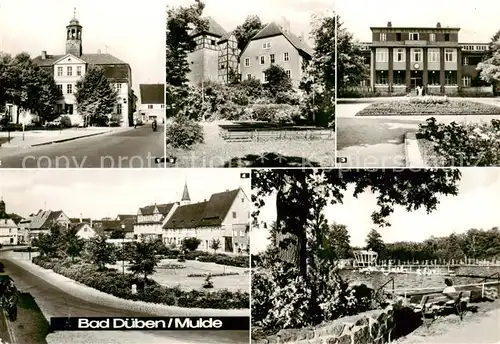 AK / Ansichtskarte  Bad_Dueben Rathaus Burg mit Freilichtbuehne Eisen Moorbad Schiffmuehle im Burggarten Freibad Hammermuehle Bad_Dueben