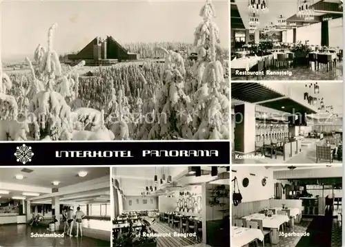 AK / Ansichtskarte  Oberhof__Thueringen Interhotel Panorama Restaurant Rennsteig Kaminhalle Schwimmbad Restaurant Beograd Jaegerbaude 