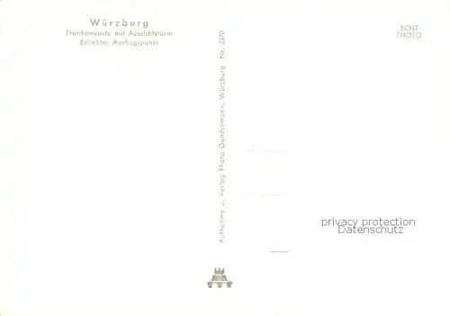 AK / Ansichtskarte 73868296 Wuerzburg_Bayern Frankenwarte mit Aussichtsturm 