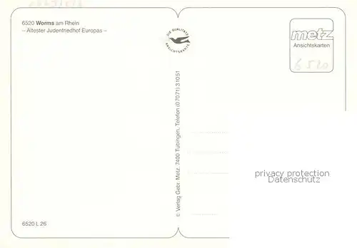 AK / Ansichtskarte  Worms_Rhein Juedischer Friedhof Worms Rhein