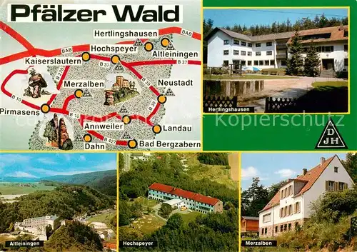 AK / Ansichtskarte 73868381 Hertlingshausen Altleiningen Hochspeyer Merzalben Pfaelzer Wald Gebietskarte Hertlingshausen