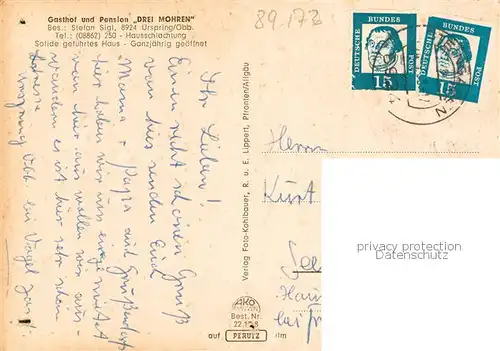 AK / Ansichtskarte  Schwarzenbach_Baernau Gasthof Drei Mohren Ortsansicht mit Kirche Panorama Alpen Schwarzenbach Baernau