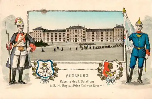 AK / Ansichtskarte 73868393 Augsburg Kaserne des I. Bataillons k. 3. Inf.-Regts. Prinz Carl von Bayern Augsburg
